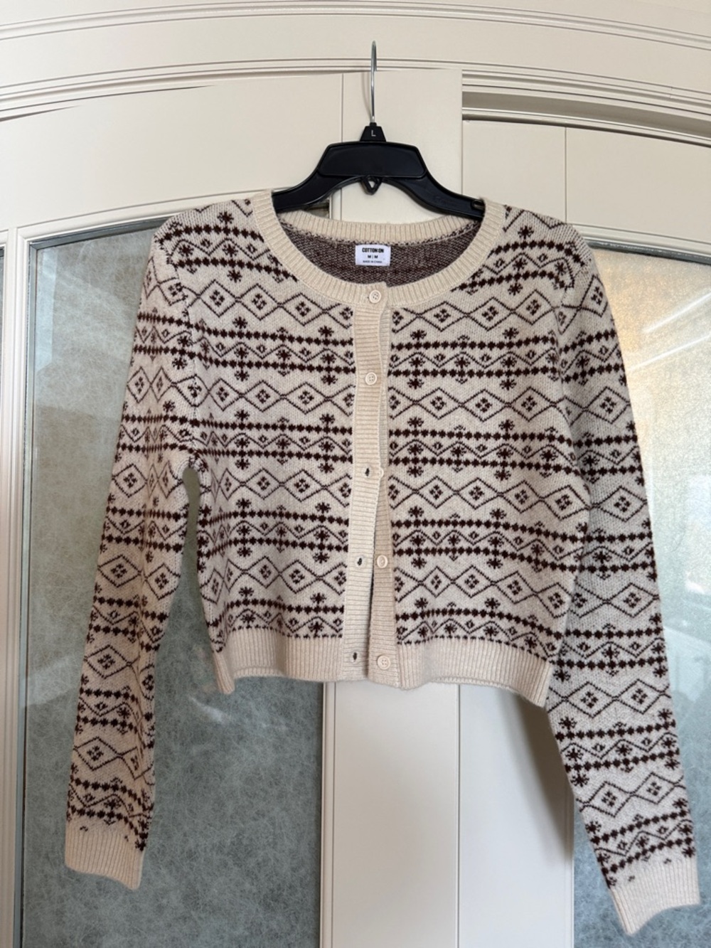 Like new Cotton On cropped cardigan size M cream/brown